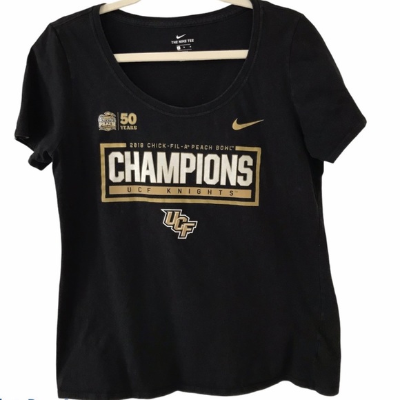 Nike UCF Knights 2018 Peach Bowl Champions Graphic Black Tee Shirt Rare Size M - Picture 1 of 12